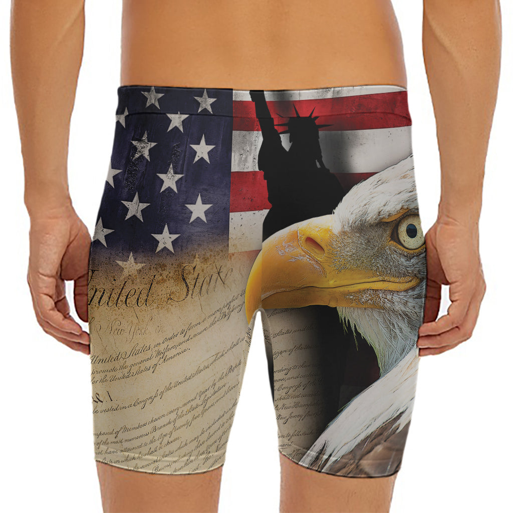 American Dream Of Liberty Print Men's Long Boxer Briefs