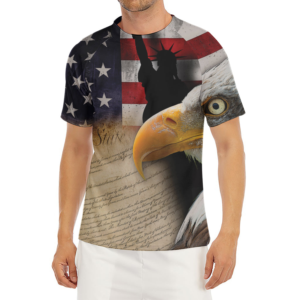 American Dream Of Liberty Print Men's Short Sleeve Rash Guard