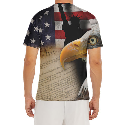 American Dream Of Liberty Print Men's Short Sleeve Rash Guard
