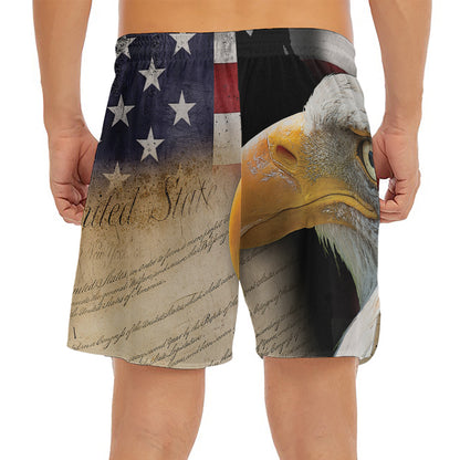 American Dream Of Liberty Print Men's Split Running Shorts