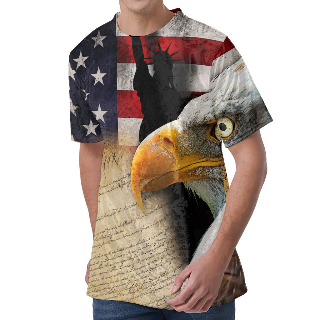 American Dream Of Liberty Print Men's Velvet T-Shirt