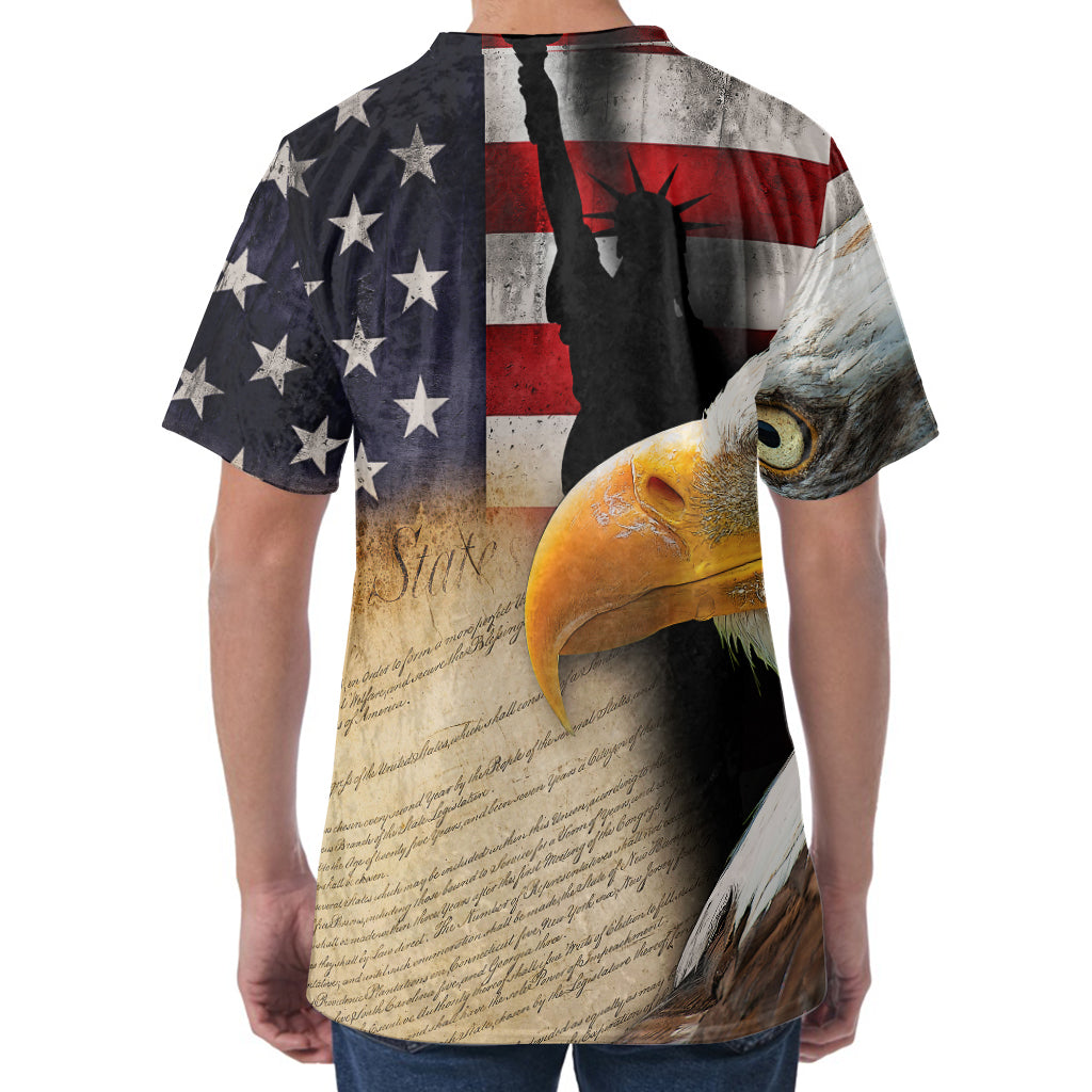 American Dream Of Liberty Print Men's Velvet T-Shirt