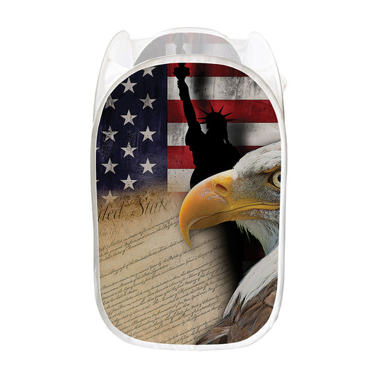 American Dream Of Liberty Print Mesh Laundry Hamper