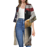 American Dream Of Liberty Print Open Front Beach Cover Up