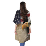 American Dream Of Liberty Print Open Front Beach Cover Up