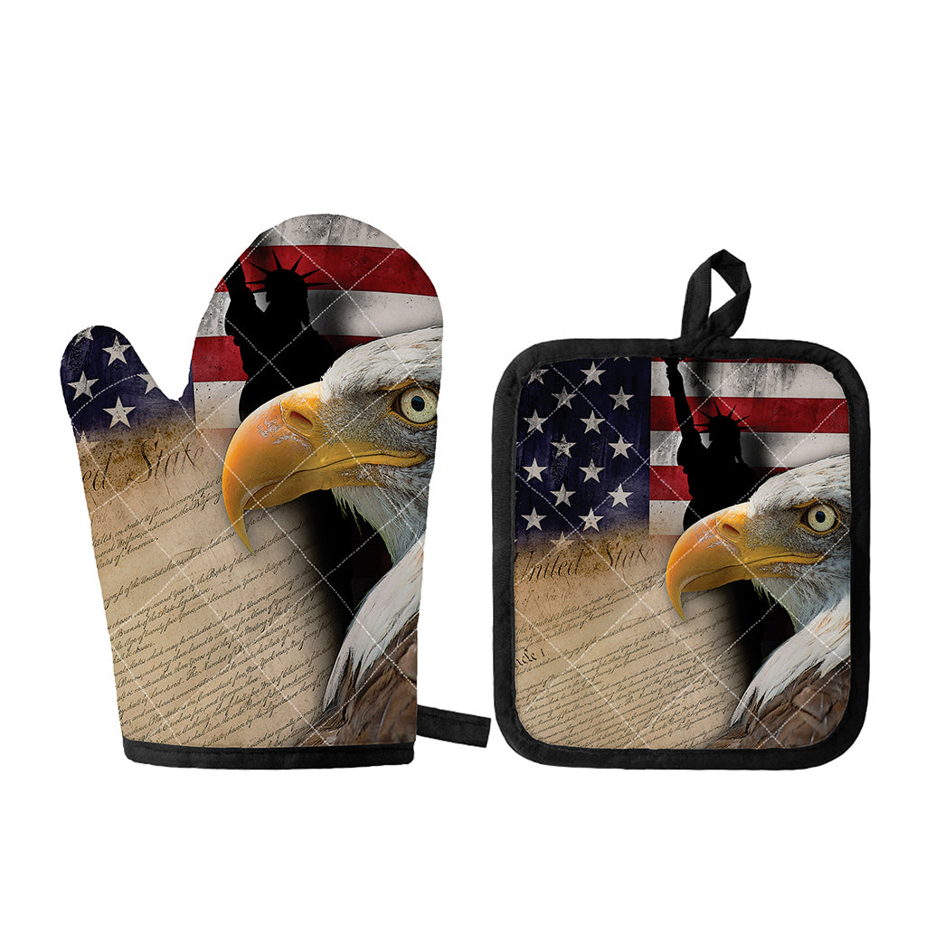 American Dream Of Liberty Print Oven Mitt And Pot Holder Set
