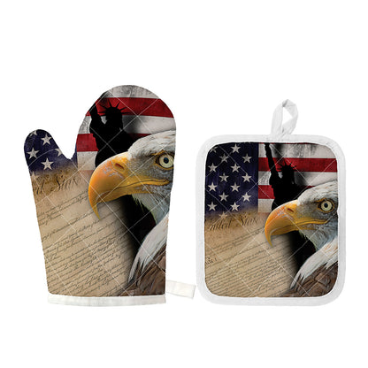 American Dream Of Liberty Print Oven Mitt And Pot Holder Set
