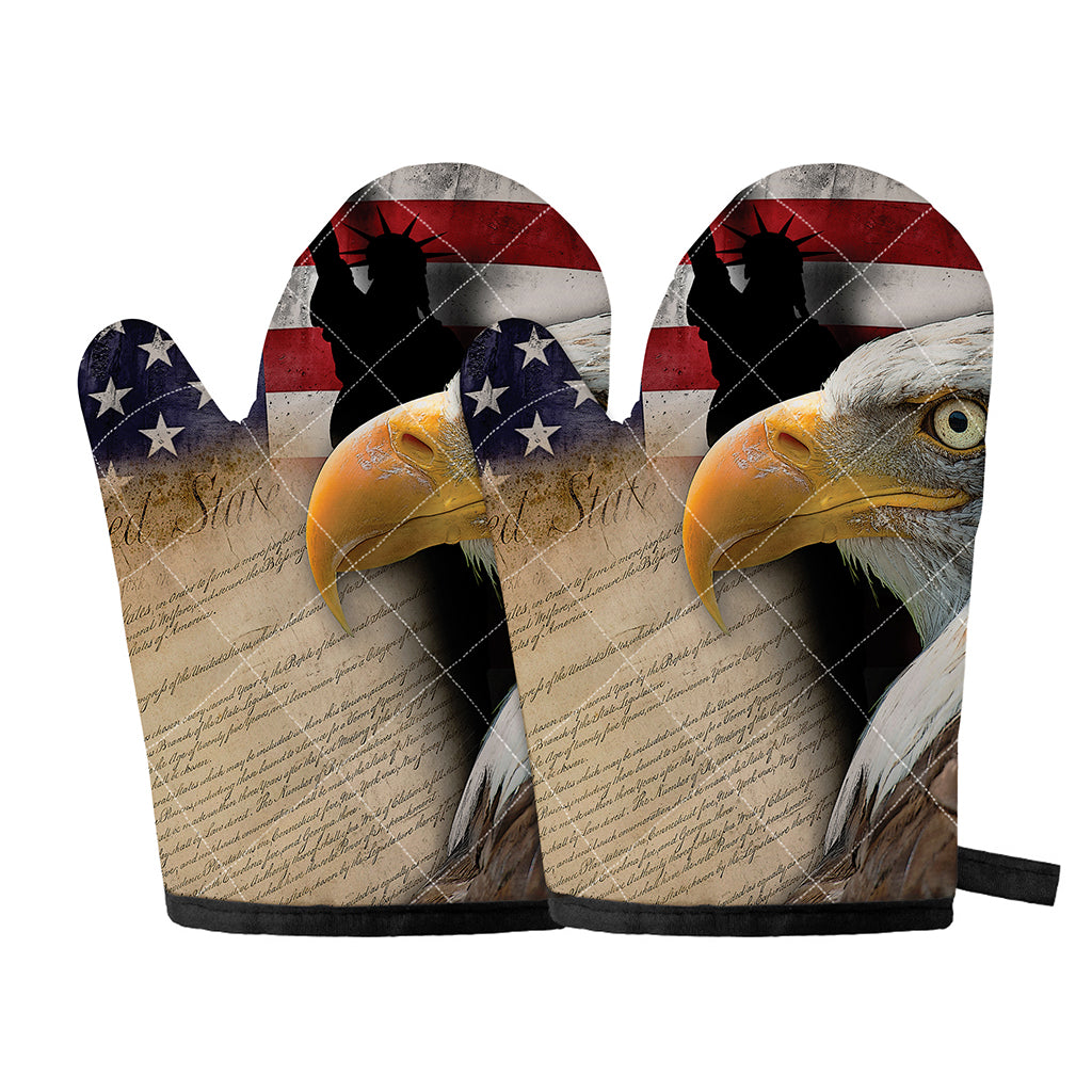 American Dream Of Liberty Print Oven Mitts