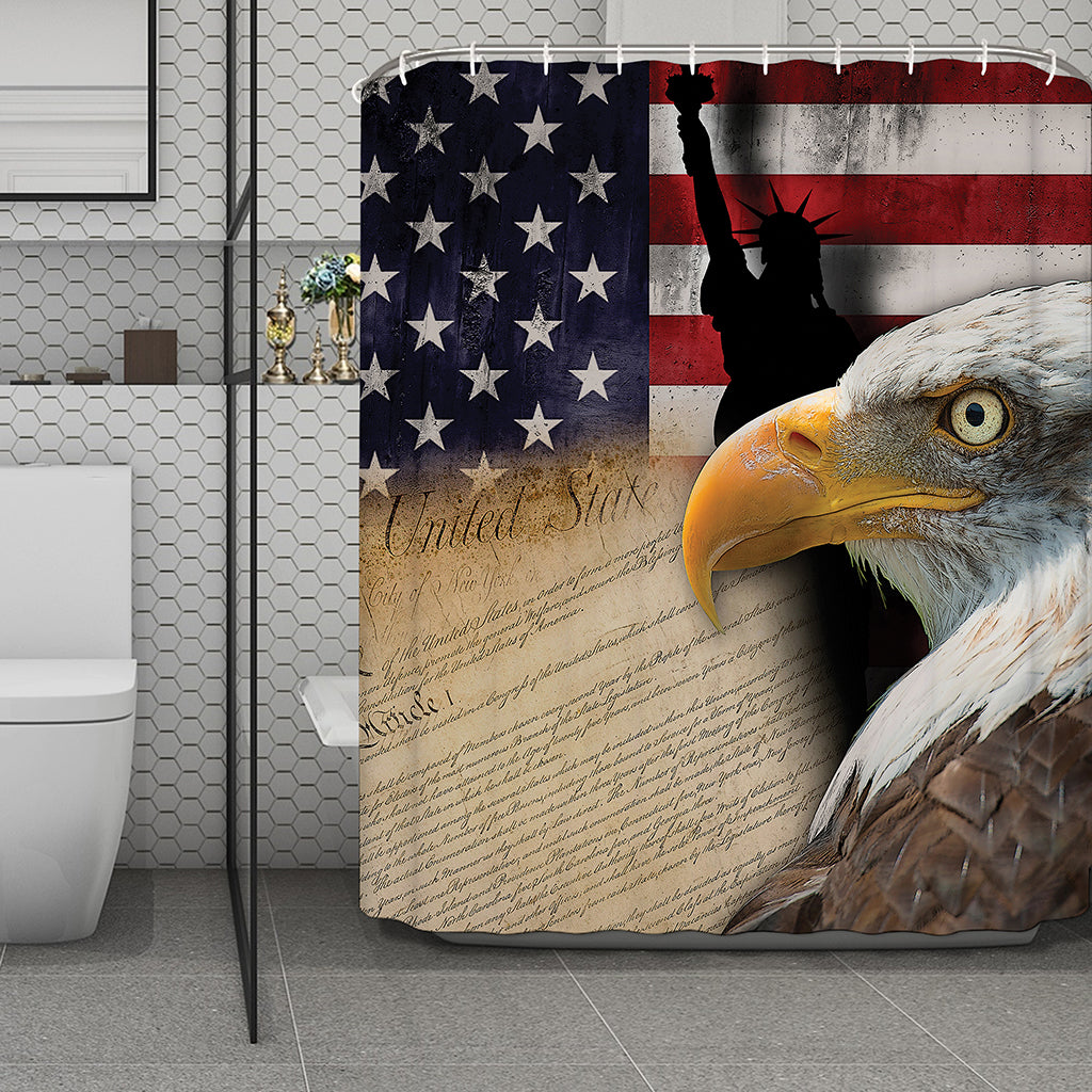 American Dream Of Liberty Print Polyester Shower Curtain