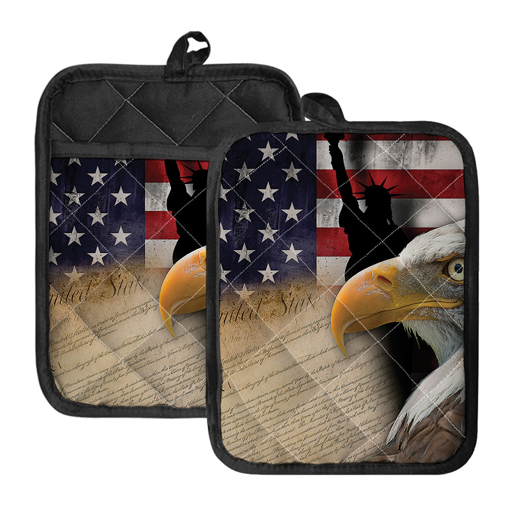 American Dream Of Liberty Print Pot Holders With Pocket