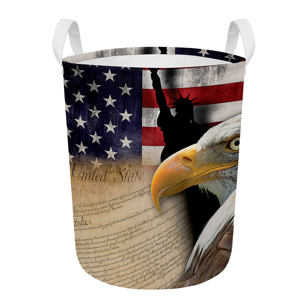 American Dream Of Liberty Print Round Laundry Basket