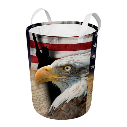 American Dream Of Liberty Print Round Laundry Basket