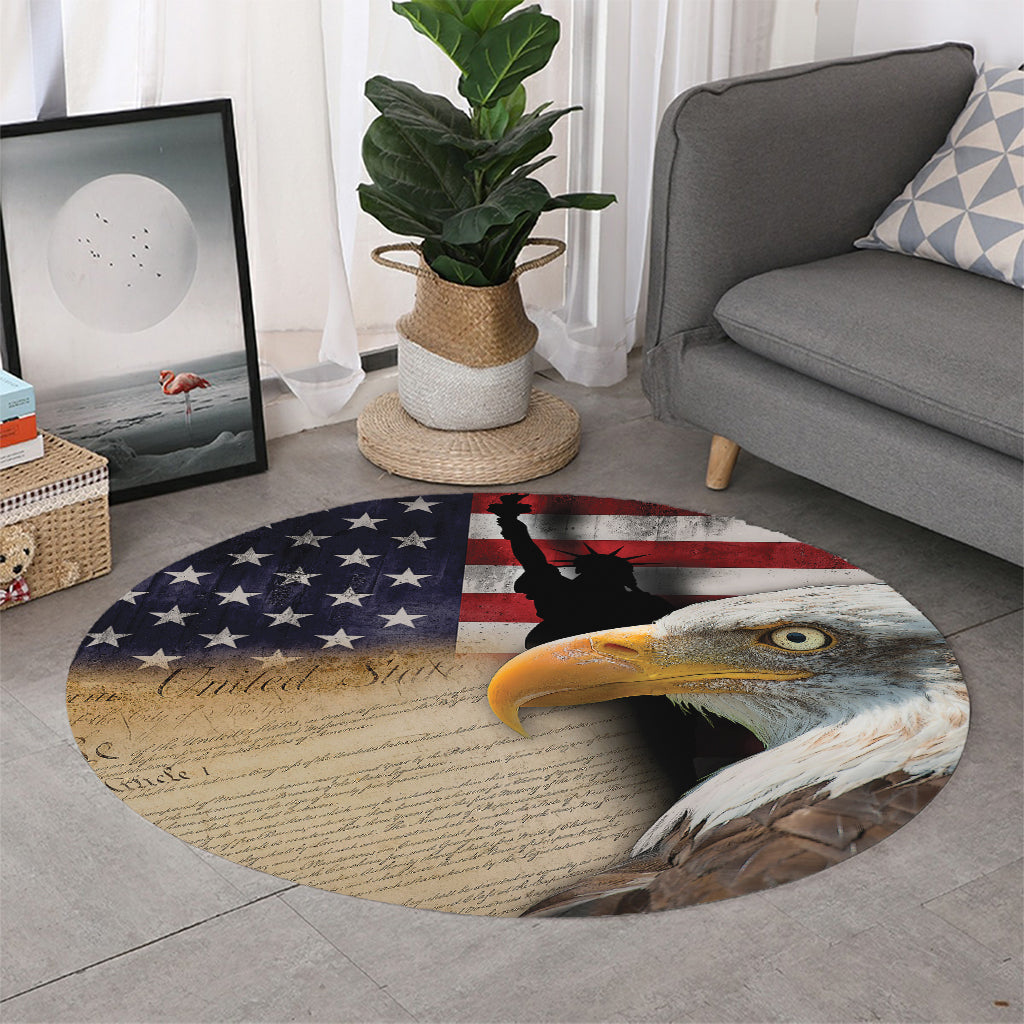 American Dream Of Liberty Print Round Rug