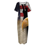 American Dream Of Liberty Print Short Sleeve Long Nightdress