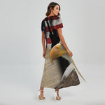 American Dream Of Liberty Print Short Sleeve Maxi Dress