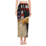 American Dream Of Liberty Print Side Slit Maxi Skirt