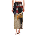 American Dream Of Liberty Print Side Slit Maxi Skirt