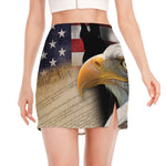 American Dream Of Liberty Print Side Slit Mini Skirt