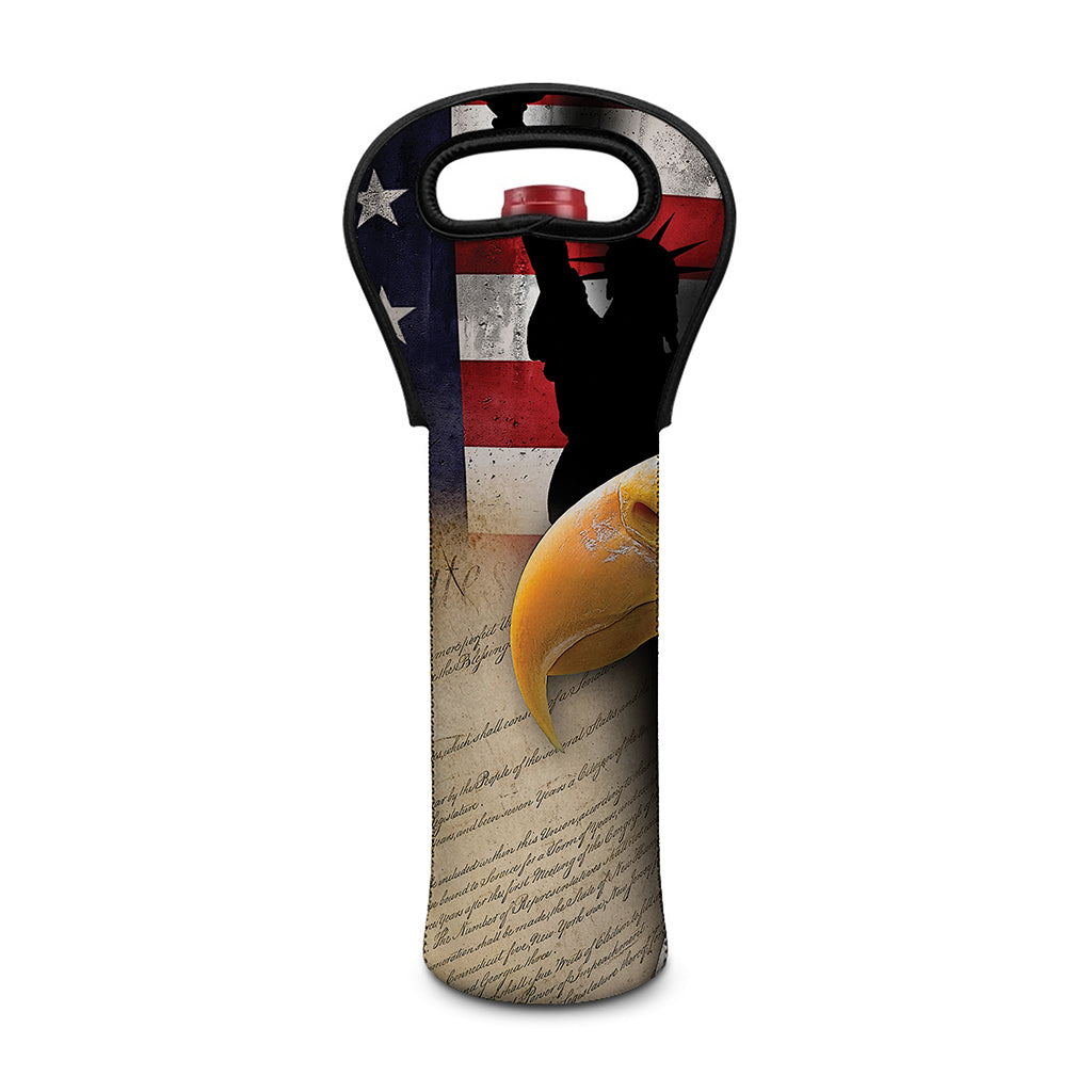 American Dream Of Liberty Print Single Neoprene Wine Tote