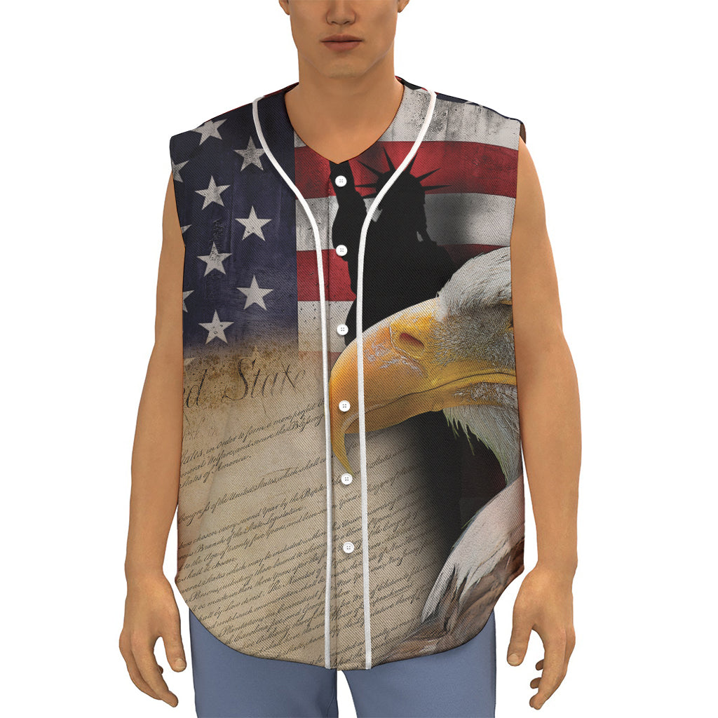 American Dream Of Liberty Print Sleeveless Baseball Jersey