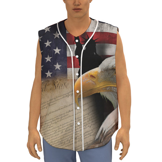 American Dream Of Liberty Print Sleeveless Baseball Jersey