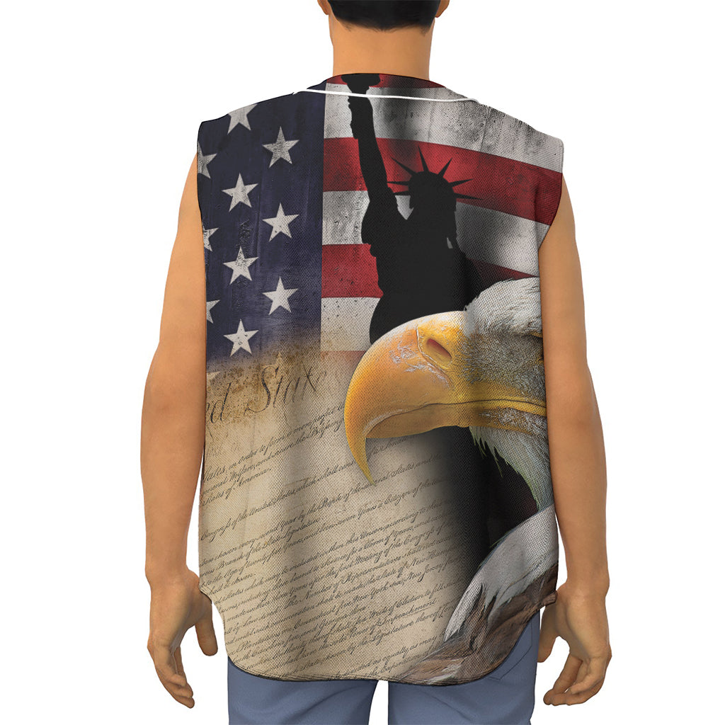 American Dream Of Liberty Print Sleeveless Baseball Jersey