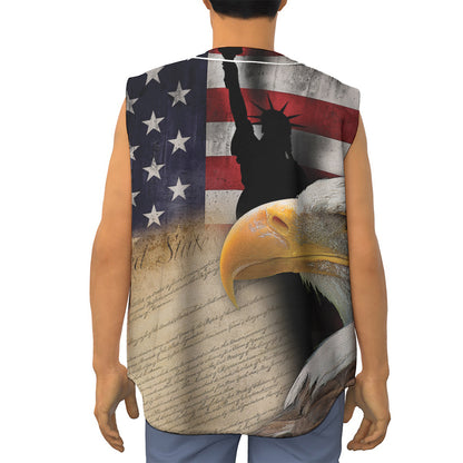 American Dream Of Liberty Print Sleeveless Baseball Jersey