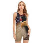American Dream Of Liberty Print Sleeveless One Piece Swimsuit