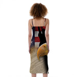 American Dream Of Liberty Print Slim Fit Midi Cami Dress