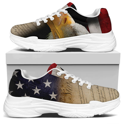 American Dream Of Liberty Print White Chunky Shoes