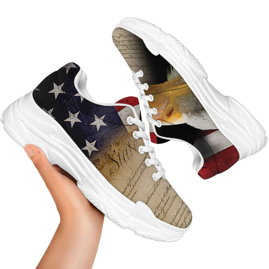American Dream Of Liberty Print White Chunky Shoes