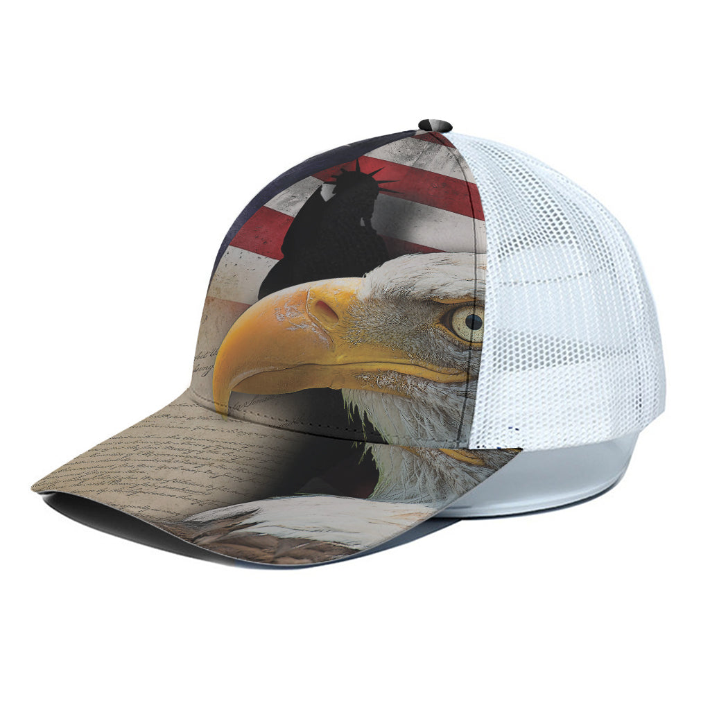 American Dream Of Liberty Print White Mesh Trucker Cap