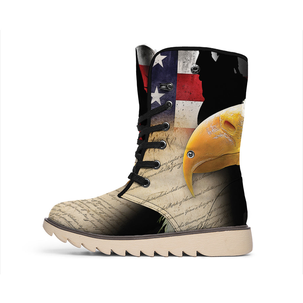 American Dream Of Liberty Print Winter Boots