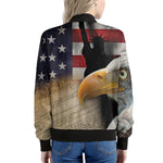 American Dream Of Liberty Print Women's Bomber Jacket