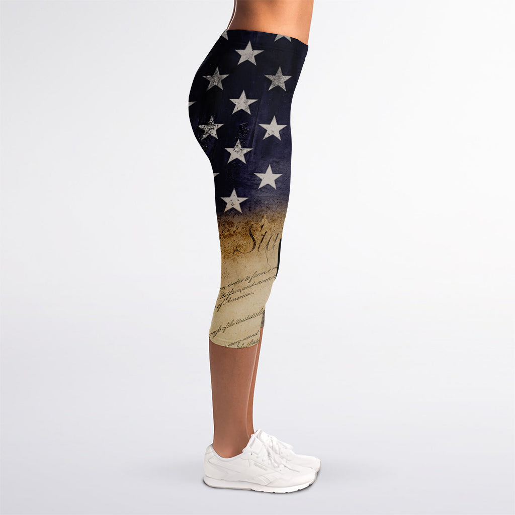 American Dream Of Liberty Print Women's Capri Leggings