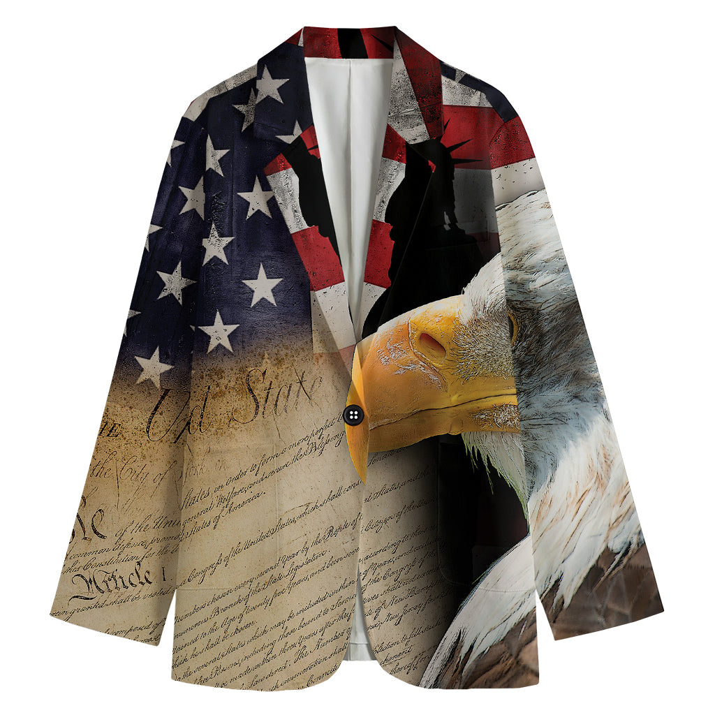 American Dream Of Liberty Print Women's Cotton Blazer
