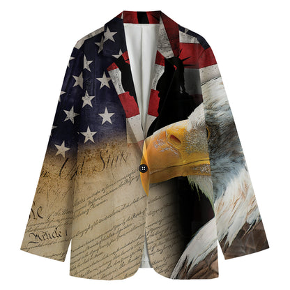 American Dream Of Liberty Print Women's Cotton Blazer