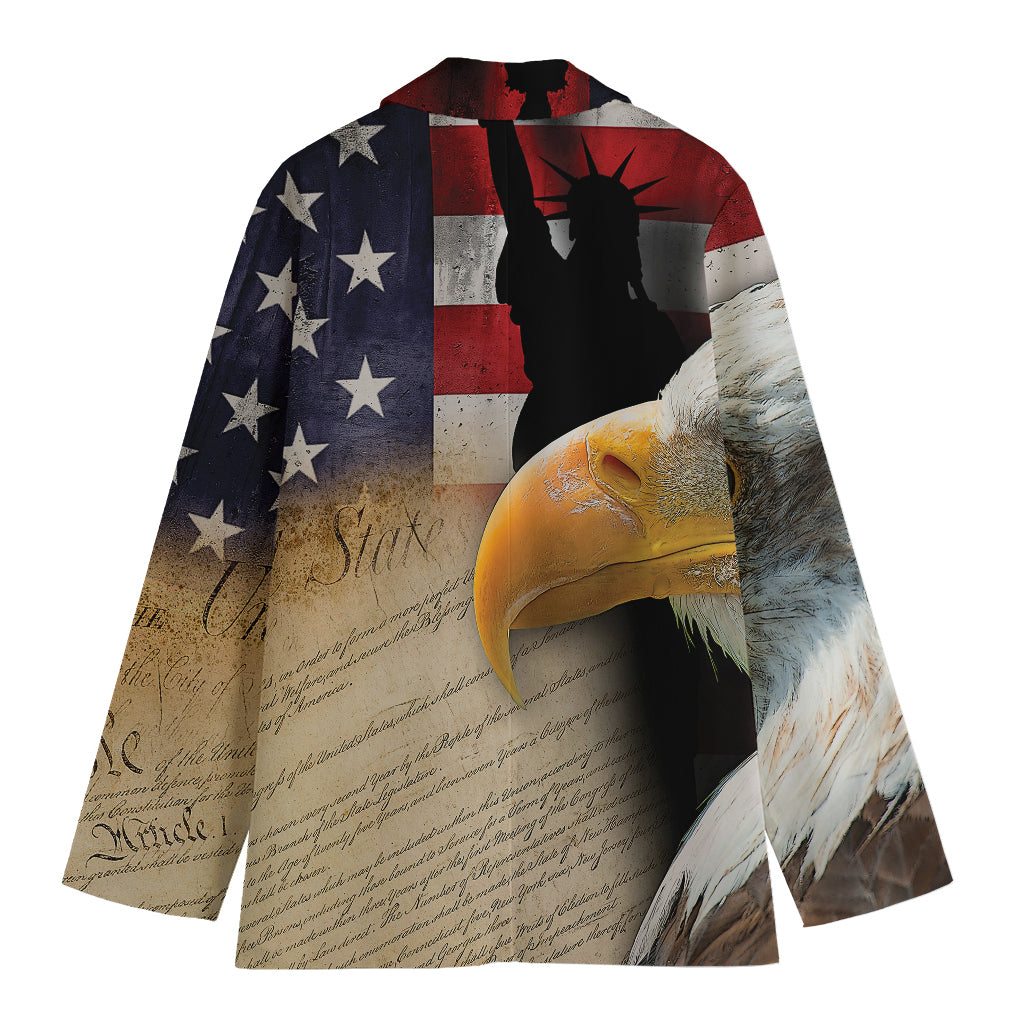 American Dream Of Liberty Print Women's Cotton Blazer