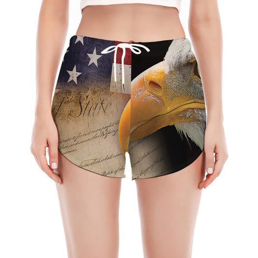 American Dream Of Liberty Print Women's Split Running Shorts