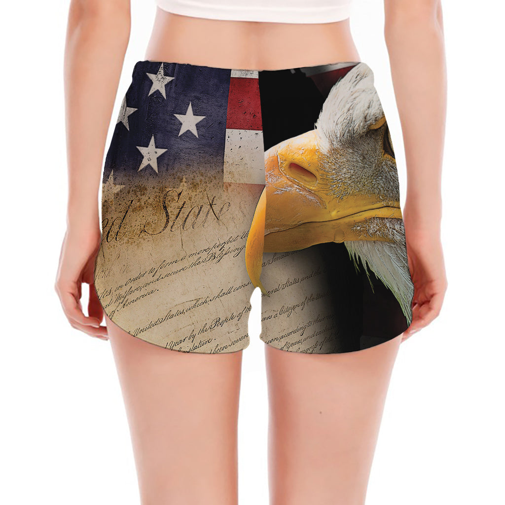 American Dream Of Liberty Print Women's Split Running Shorts