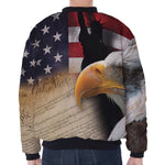 American Dream Of Liberty Print Zip Sleeve Bomber Jacket