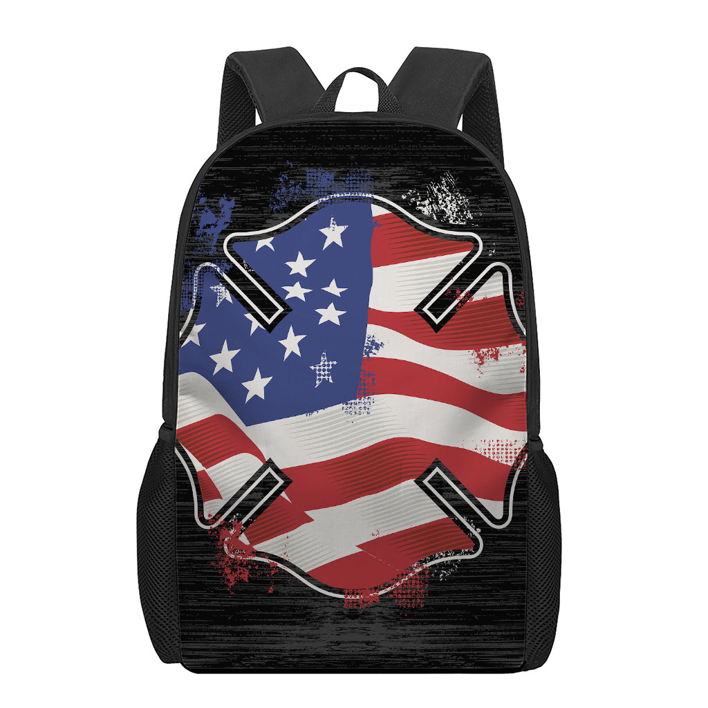 American Firefighter Emblem Print 17 Inch Backpack
