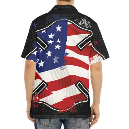 American Firefighter Emblem Print Aloha Shirt