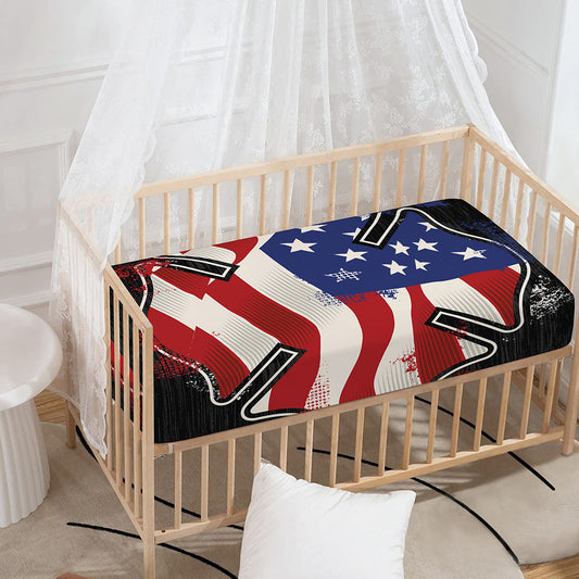 American Firefighter Emblem Print Baby Crib Sheet