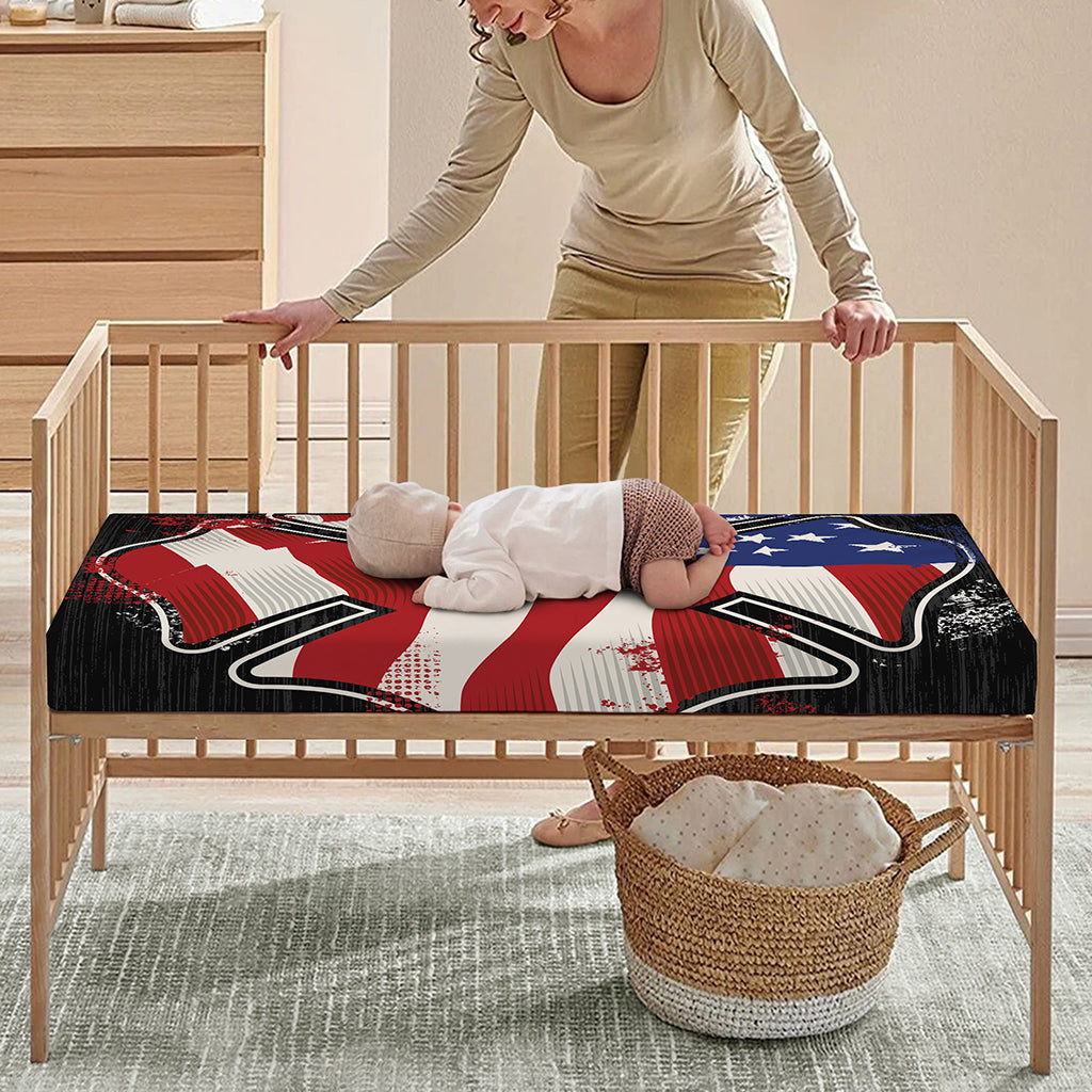 American Firefighter Emblem Print Baby Crib Sheet