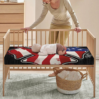 American Firefighter Emblem Print Baby Crib Sheet