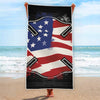 American Firefighter Emblem Print Beach Towel