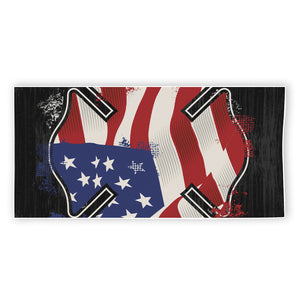 American Firefighter Emblem Print Beach Towel