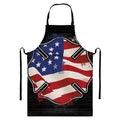 American Firefighter Emblem Print Bib Apron With Pocket