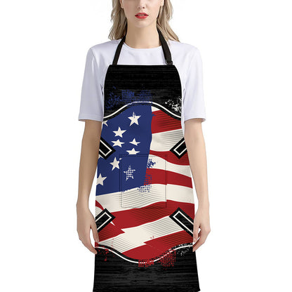 American Firefighter Emblem Print Bib Apron With Pocket